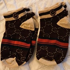 🌟 NWOT Designer Patterned Women And Men's Socks Set - Brown Cream-TWO PAIRS🌟